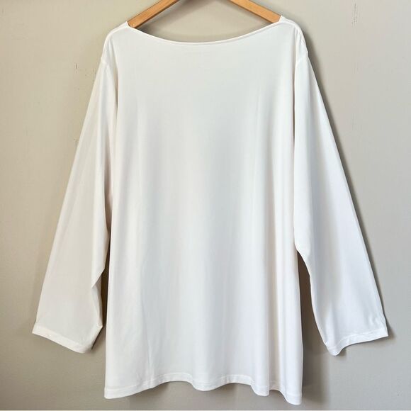 Susan Graver Off White Modern Essentials Liquid Knit Bateau Neck Top Size 4X - Picture 4 of 9